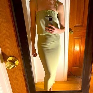 Green, bodycon, stretch dress